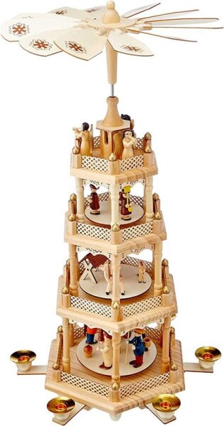 Pyramide für 6 Pyramidenkerzen "Waldweihnacht", natur, 3 Etagen 23x19,5x56 cm