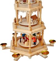 Pyramide für 6 Pyramidenkerzen "Waldweihnacht", natur, 3 Etagen 23x19,5x56 cm