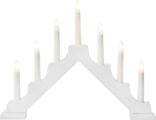 Schwedenleuchter 7flammig elektrisch beleuchtet, mit Schraubgewindekerzen, für Netzbetrieb, weiß 41x5,2x31 cm