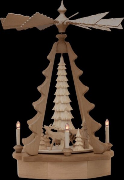 Pyramide "Waldleute" mit geschwungenen Streben elektrisch Höhe 63cm