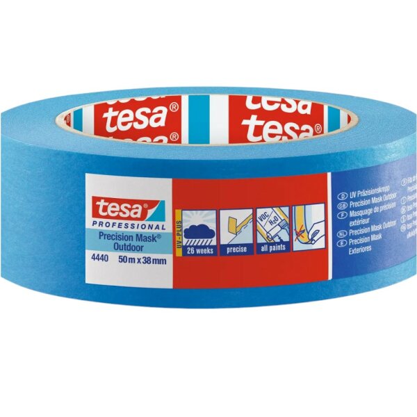 tesaProfessional 4440 Präzisionskrepp Außen UV PLUS 50mx38mm blau