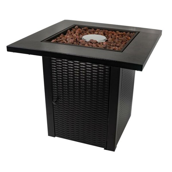 ACTIVA Granada Gas Feuerstelle 12,5 KW Gasfeuerstelle Rattanoptik Lavasteine