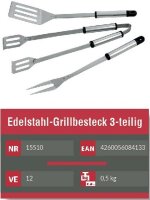 Grillbesteckset 3-teilig Edelstahl 37,5cm ACTIVA