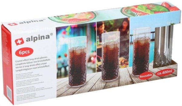 Longdrinkgläser 6er 400ml Kunststoff m.Kristall-Effekt