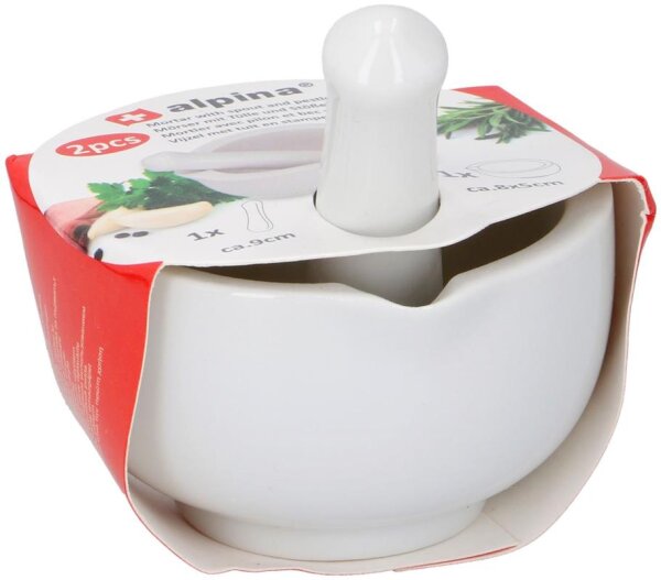 Mörser mit Stößel weiß 7x7x3,5cm ALPINA