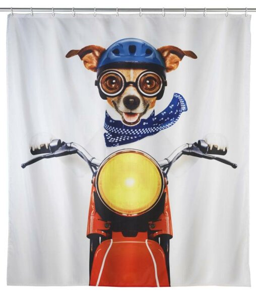 Duschvorhang Biker Dog 180x200cm waschbar inkl. Duschvorhangringe WENKO