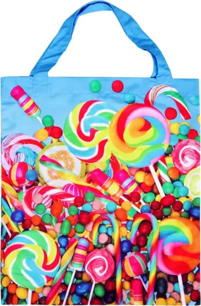 Einkaufstasche 36x42cm Microfaser beidseitig bedruckt "Bonbon"