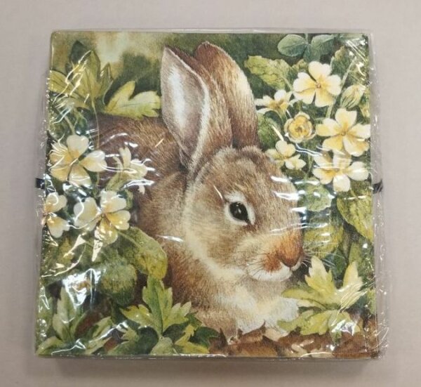 Servietten 20er 33x33 "Hase zwischen Blumen" 3lagig