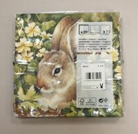 Servietten 20er 33x33 "Hase zwischen Blumen" 3lagig