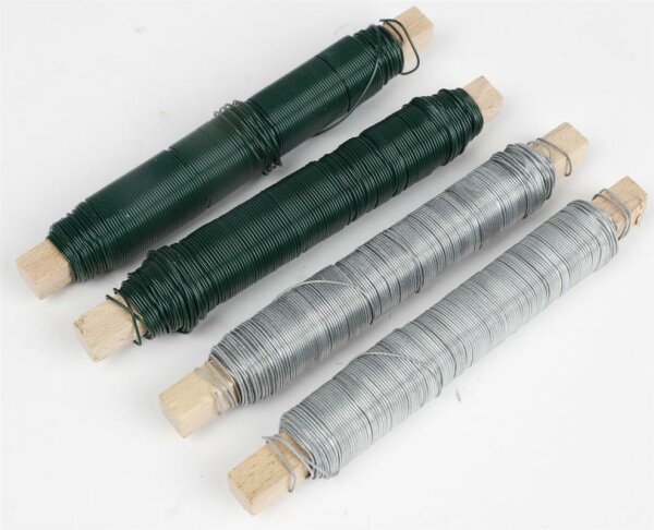 Blumenwickeldraht 4er Set  je 2x verzinkt + 2x grün