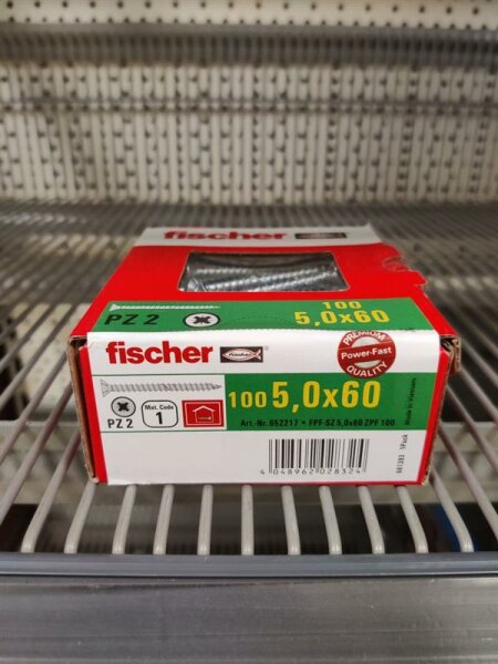 FISCHER Power-Fast 5,0x60 SK blvz VG PZ Senkkopf blau verzinkt Kreuz 100er Pack