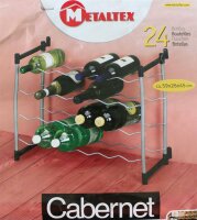 Flaschenregal für 24 Wein-Flaschen Metall 59x26x45cm...