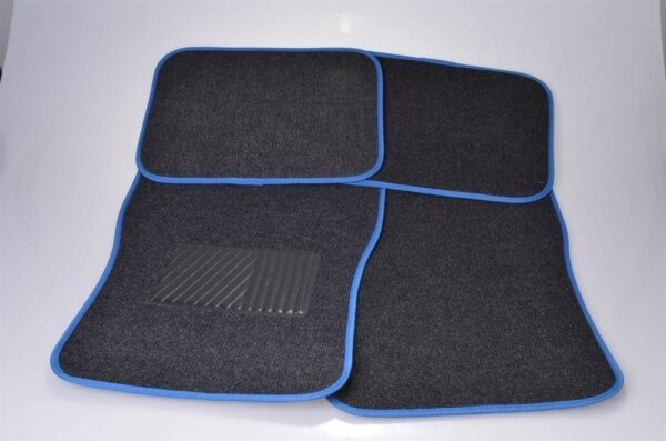 Autoteppich-Set 4tlg. anthrazit mit blauem Rand 68x44/44x33cm FILMER