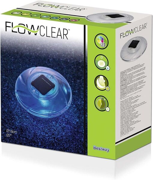 Schwimmende Solar-LED-Poolleuchte Ø18cm Flowclear