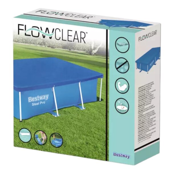 Pooabdeckplane 264x174cm, blau, eckig Flowclear