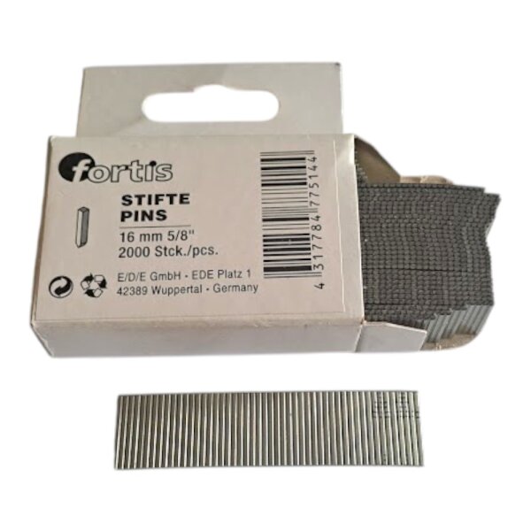 Kopflose Stifte/Pins/Nagel ohne Kopf 16mm 5/8" 2000 Stück für Stiftnagler FORTIS