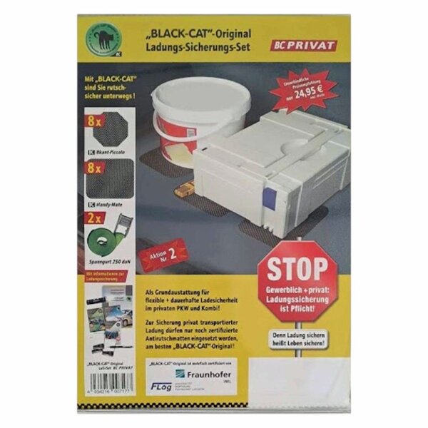 Ladungs-Sicherungs-Set Privat 18tlg. flexible Gitterantirutschmatten BLACK-CAT