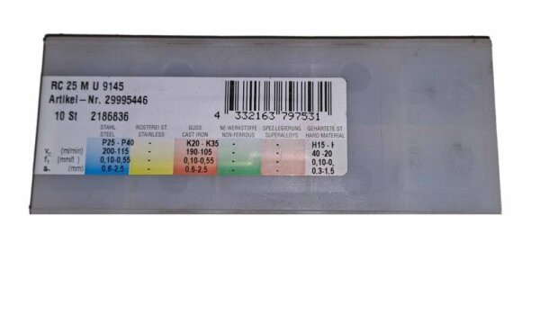 Fräswendeplatte 10er Pack RC 25 M U 9145