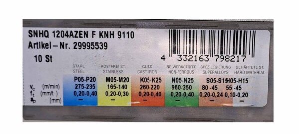 Fräswendeplatte für Scheibenfräser 10er Pack SNHQ 1204AZEN F KNH 9110
