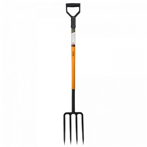 Bradas Spatengabel, Länge 1.250 mm, 4 Zinken, schwarz/orange