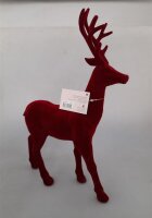 Weihnachtsfigur Hirsch H=35cm rot, Kunststoff beflockt