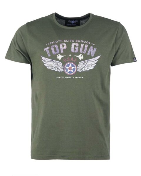 T-SHIRT M.DRUCK PILOTS ELITE SCHOOL OLIV Gr. XL MIL-TEC