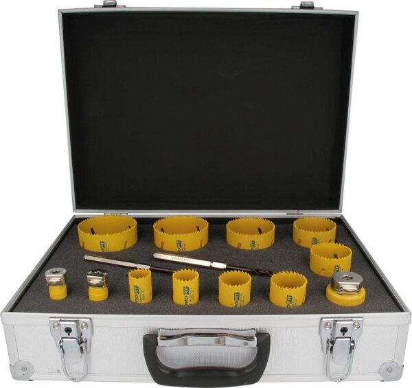 Bi-Metall Plus Satz 14tlg. mit 2 HSS-Bohrer im Koffer