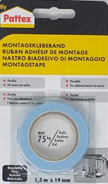 Pattex Montageklebeband 1,5mx19mm Doppelklebeband SB-Karte