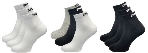 Damen Sport Quarter Socks 3er, farbig