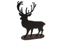 Hirsch auf Standfuß, 15x21cm, Rostlook Metall, Holz