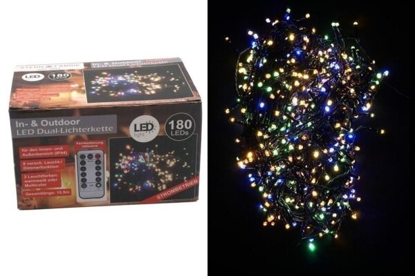 LED-Lichterkette DUAL Lights 180er 15,5m, Timer+Fernbedienung. In- & Outdoor
