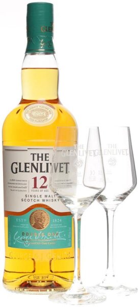 Glenlivet 12 Jahre Double Oak 0,7 Liter 40% Vol.+ 2 Nosing Gläser