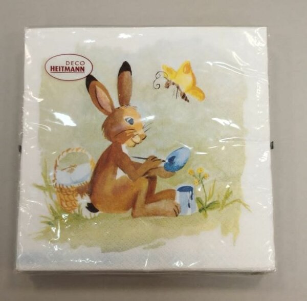 Servietten 20er 33x33 Hase weiß-bunt, 3lagig UVP 2,49€