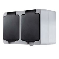 Aufputz-Steckdose 2-fach, waagerecht IP54 AquaMini
