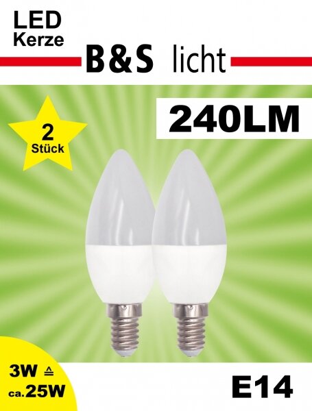 LED Kerze 2er Pack C37 3W E14 240lm RA80 3000 K