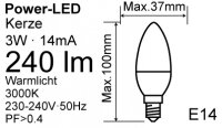 LED Kerze 2er Pack C37 3W E14 240lm RA80 3000 K