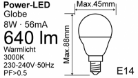 LED Mini Globe 2er Pack G45 8W E14 640lm RA80 3000 K