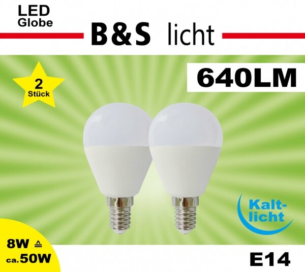 LED Mini Globe 2er Pack G45 3W E14 240lm Kaltlicht