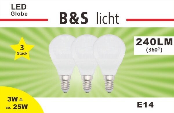 LED Mini Globe 3er Pack 3W 260lm14 Warmlicht