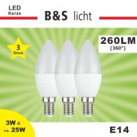 LED Kerze 3er Pack 3W E14 260lm Warmlicht