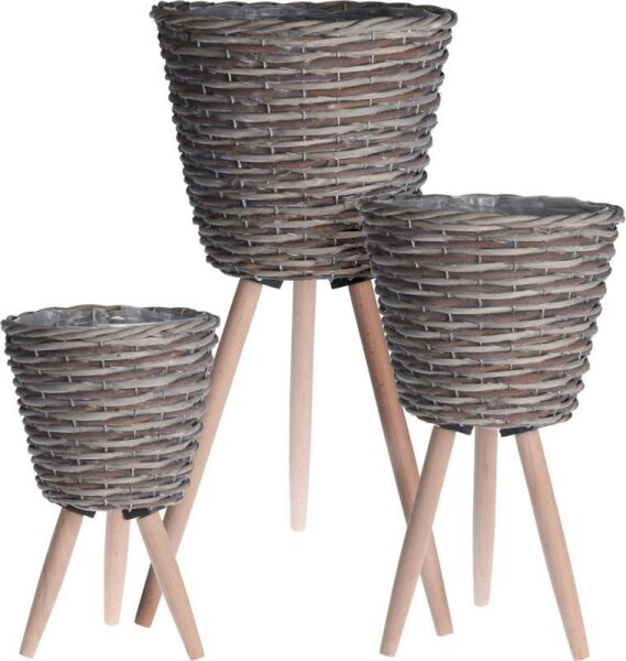 Blumenständer geflochten mit 3 Beinen mittel 21x45cm