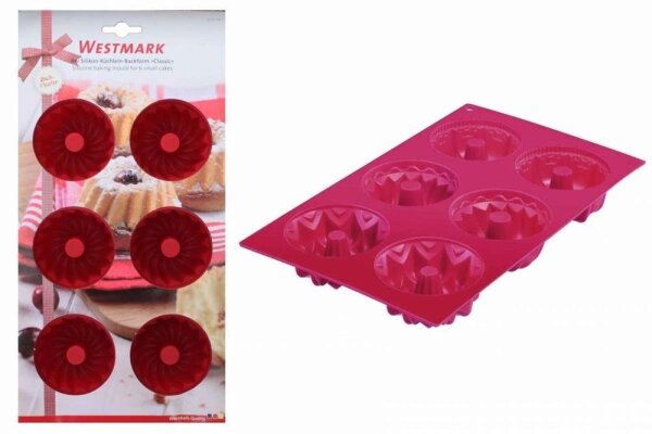 Backform f.6 Minikuchen Silikon Küchlein rot Westmark