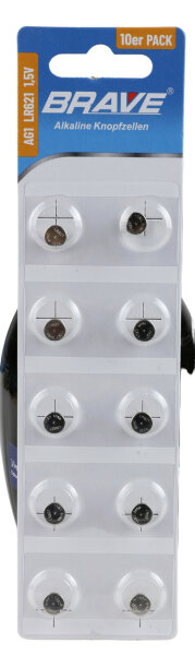 Knopfzelle AG1 10er Alkaline BRAVE
