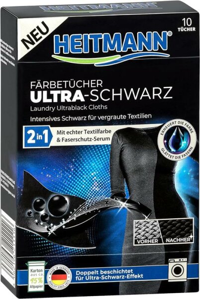 HEITMANN 2in1 Färbetücher Ultra-Schwarz 10 Stück