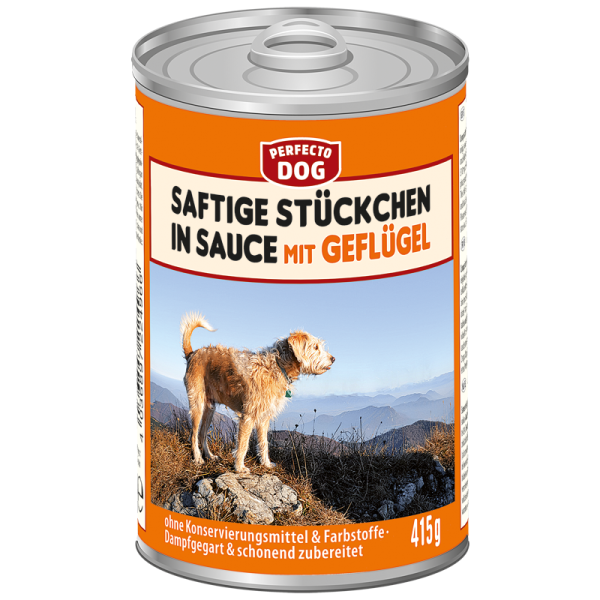 Perfecto Dog Saftige Stücke Geflügel 415g