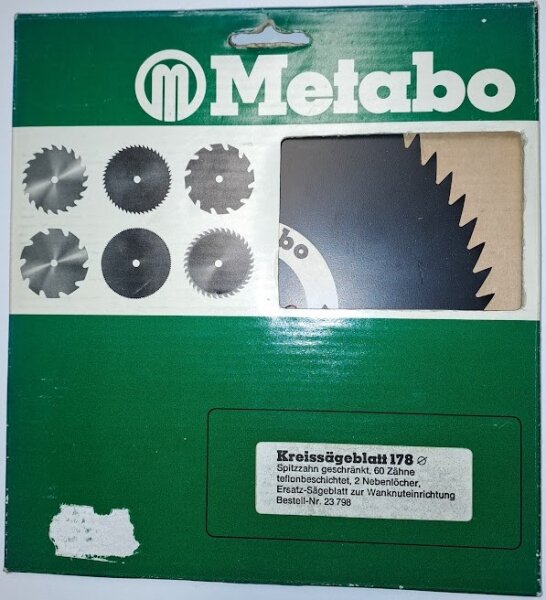 Metabo Kreissägeblatt CrV 178x1,6x20; 60 Zähne, Teflon 23 798