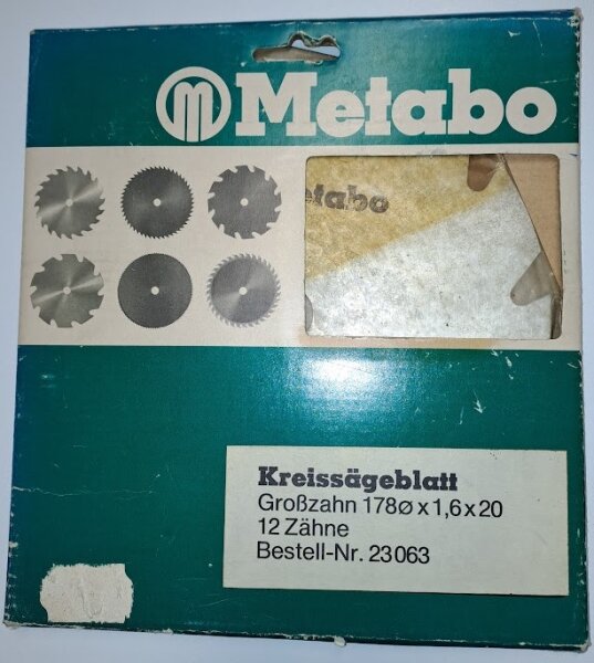Metabo Kreissägeblatt, Großzahn 178x1,6x20; 12 Zähne 23 063