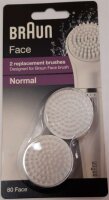 Braun FaceSpa Gesichtsreinigungsbürste Damen, Ersatzbürsten Normal, 2 Stück, für Braun Gesichtsreinigungsgeräte, SE80n, weiß