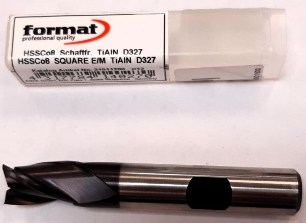 Schaftfräser, Ø12 mm,HSSCo8 TiALN D327