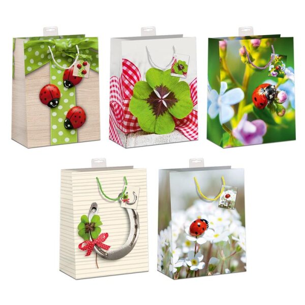 Geschenktüte groß 26x32x12cm versch. Motive "Glück"